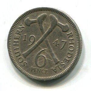 1947 Southern Rhodesia 6 Pence Coin (b475-1)